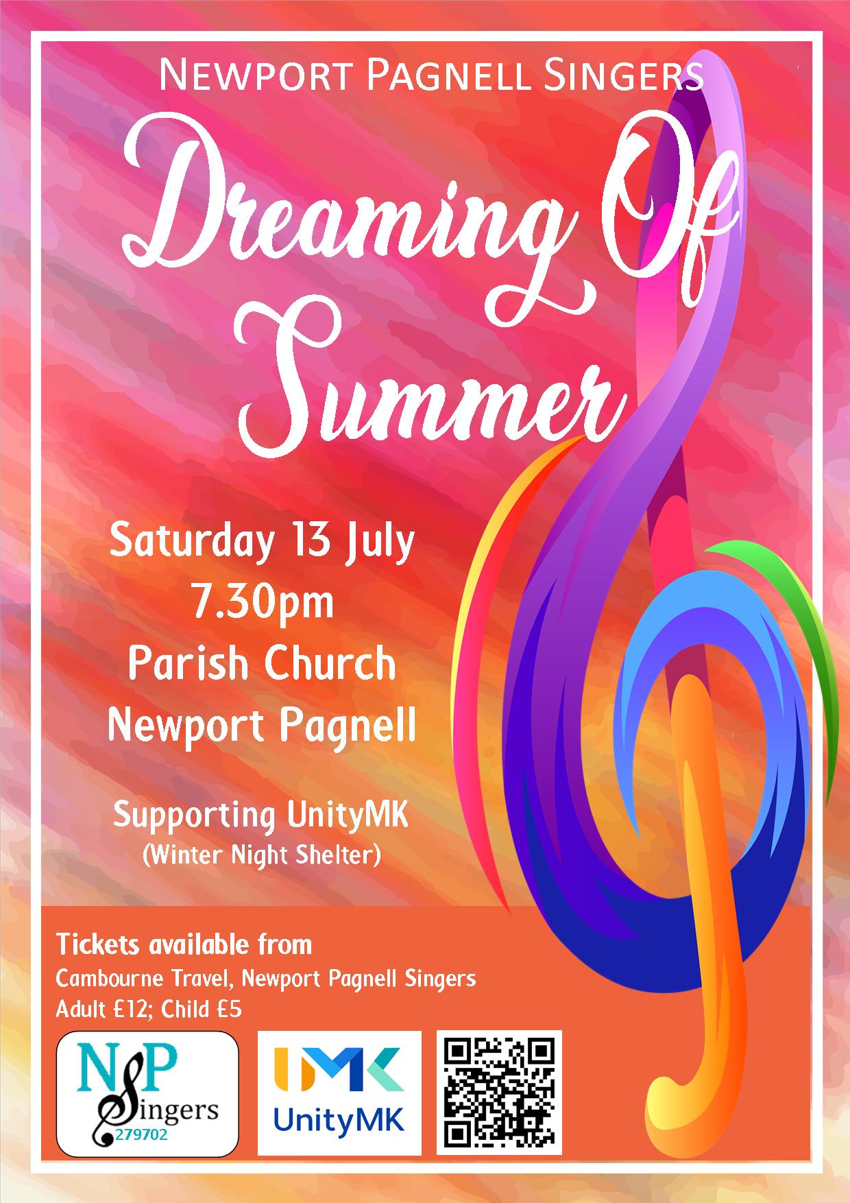 Dreaming of Summer, Saturday 13 July, 7.30pm at Newport Pagnell Parish Church